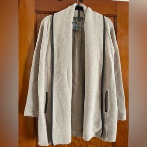 Vince Yak Wool Open Cardigan with leather details
